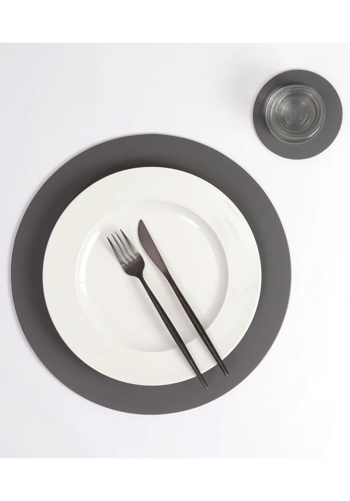 Set de 4 Manteles individuales redondos de cuero reciclado antimanchas