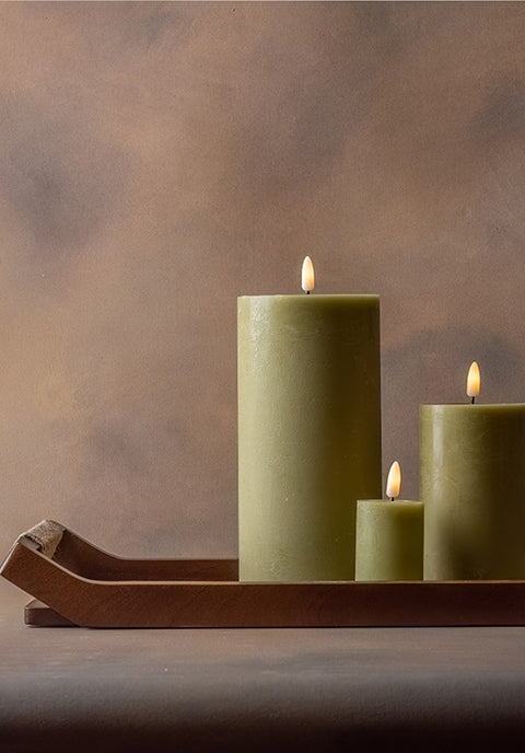 Vela Noruega grande sin flama blanca de 3 mechas