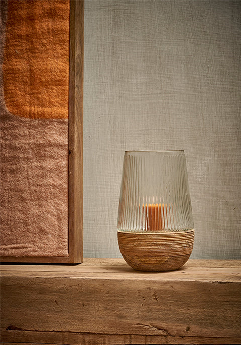 Jarrón Hurricane- de madera de mango · Natural