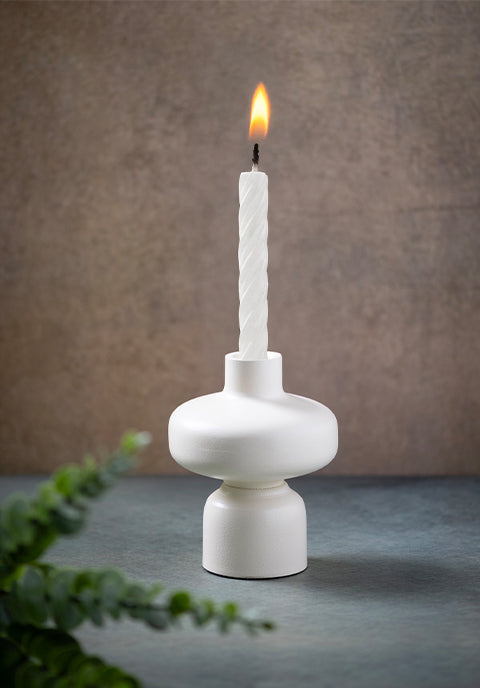 Portavelas de hierro Liam- blanco