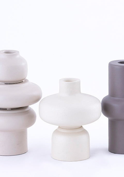 Portavelas de hierro Liam- blanco