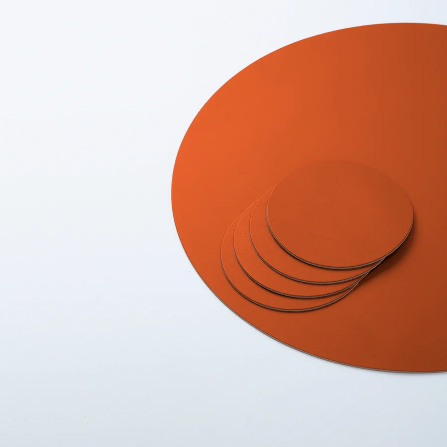 Set de 4 portavasos circulares Ruca de cuero reciclado