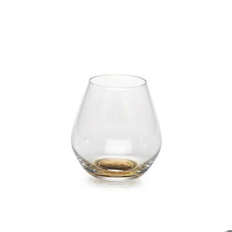 Copa de Vino Sin Tallo con Base Dorada