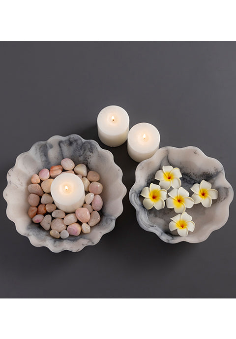Set de 2 bowls florales Liam- de resina gris