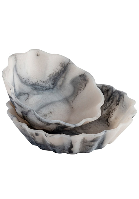 Set de 2 bowls florales Liam- de resina gris