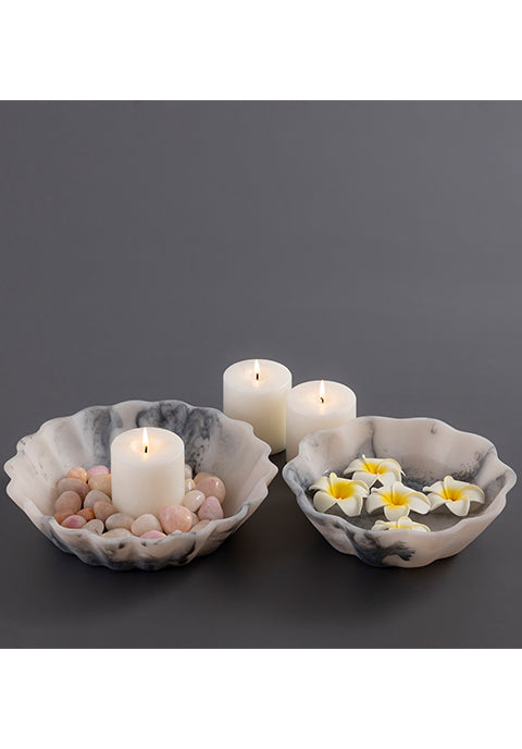 Set de 2 bowls florales Liam- de resina gris