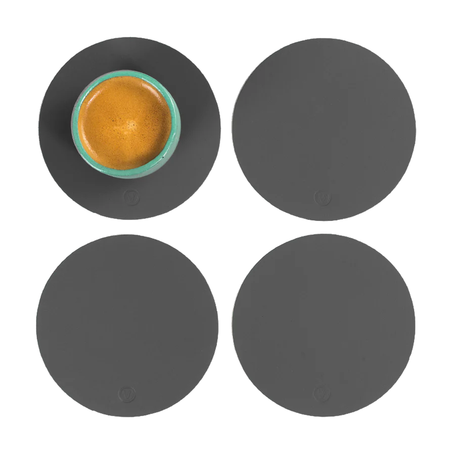 Set de 4 portavasos circulares Ruca de cuero reciclado