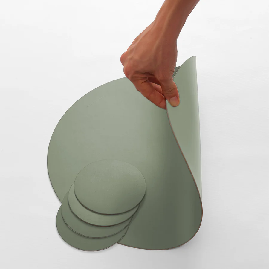 Set de 4 portavasos circulares Ruca de cuero reciclado