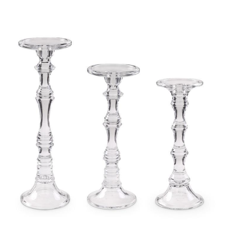 Set de 3 portavelas de vidrio