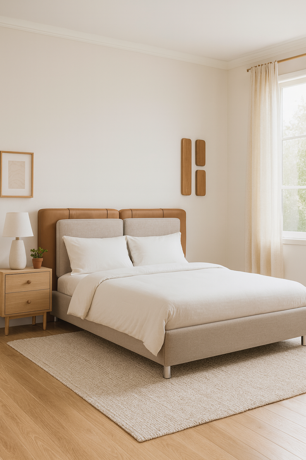 Cama Padua - Cabecera de Piel Vegana y Patas de aluminio