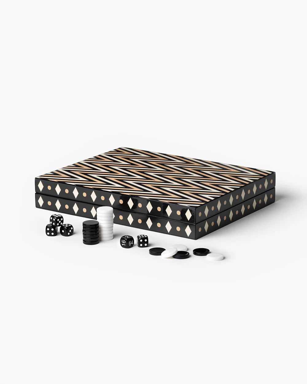 LACQUERED BACKGAMMON, BLACK