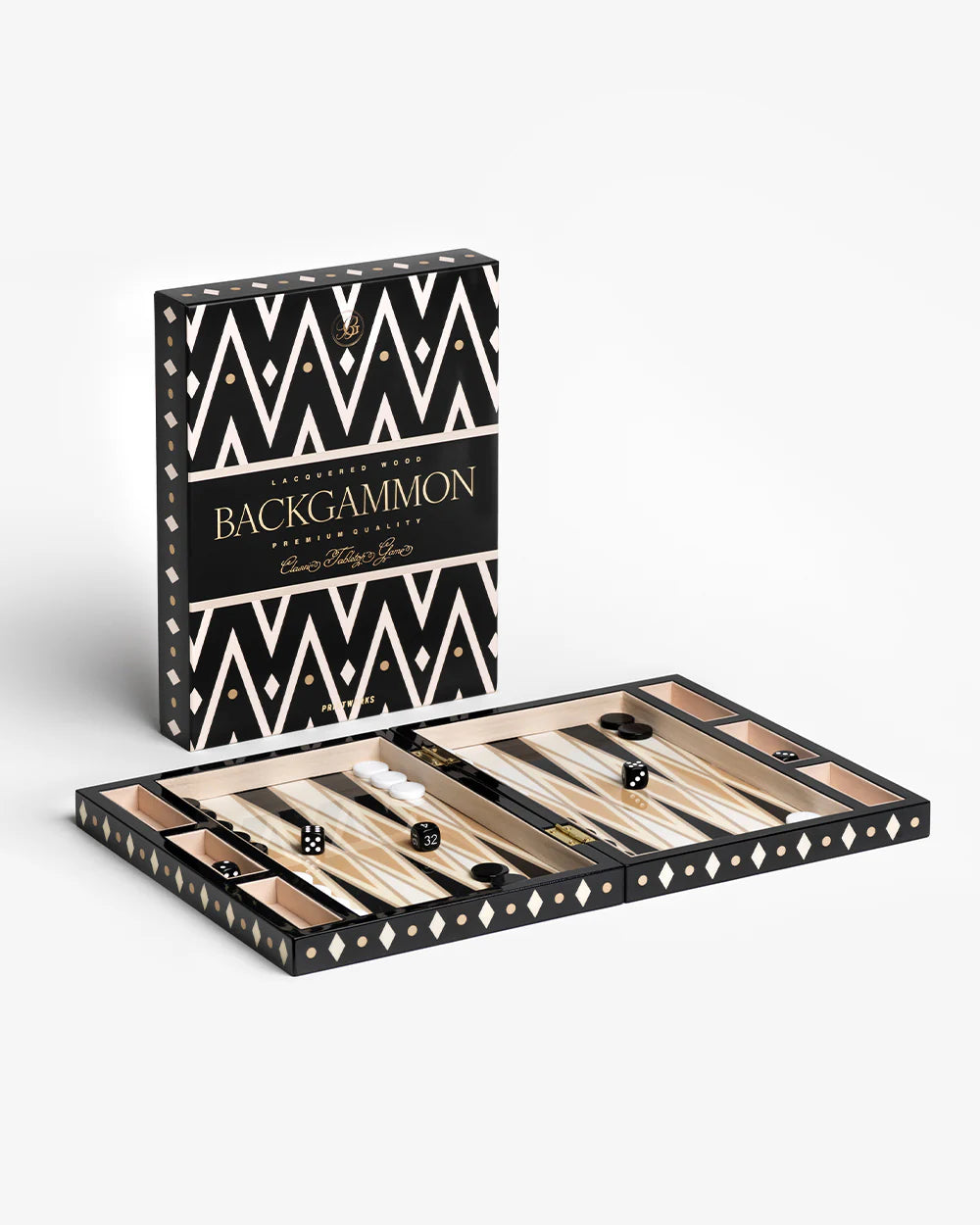 LACQUERED BACKGAMMON, BLACK