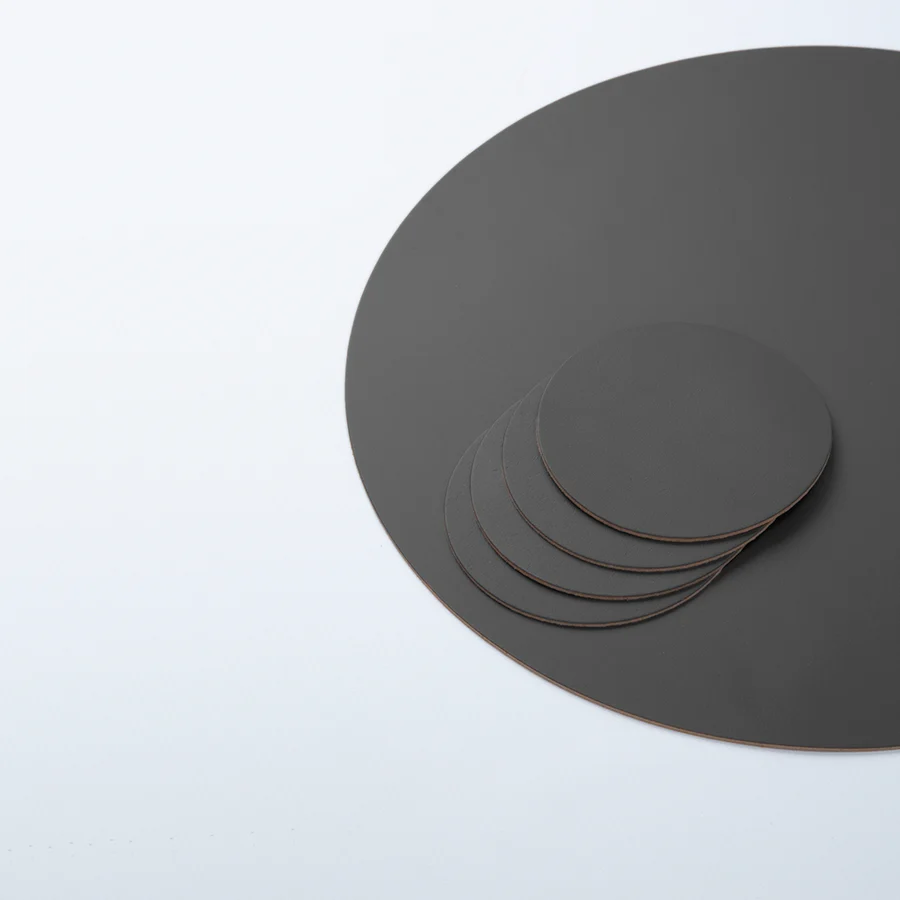 Set de 4 portavasos circulares Ruca de cuero reciclado