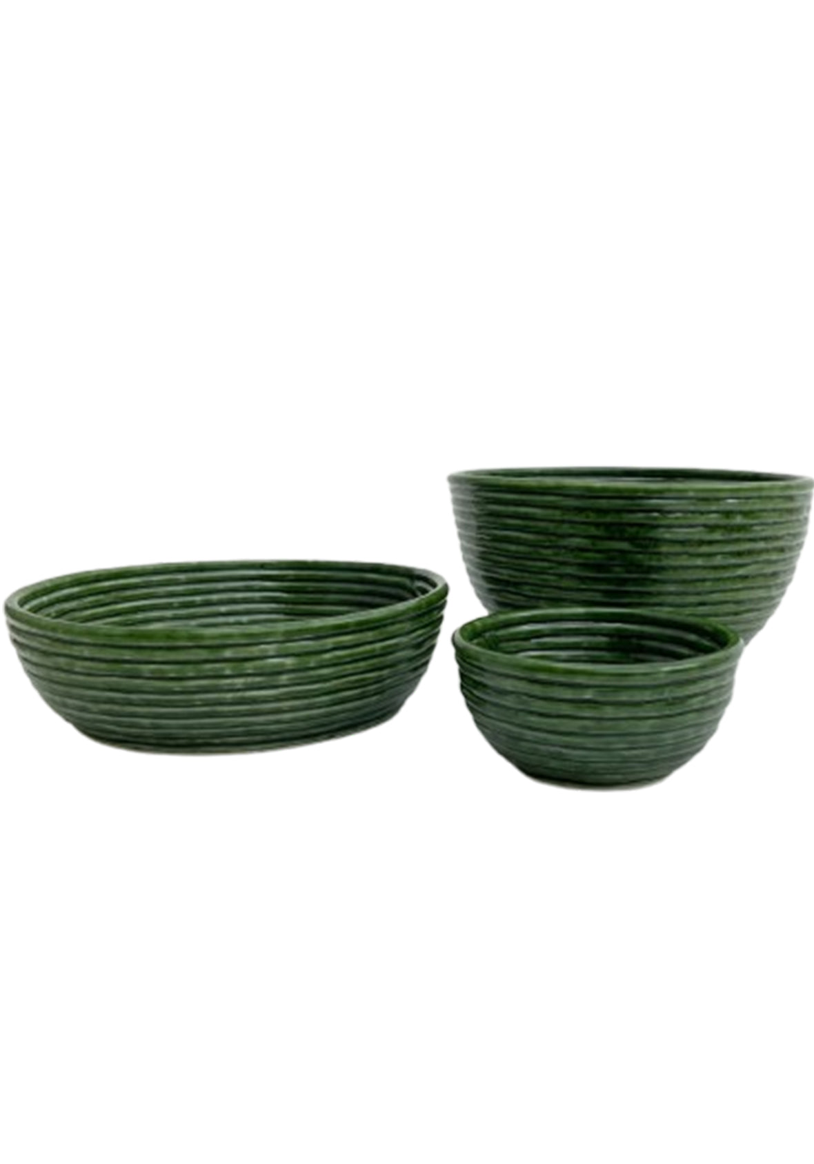 Bowl Acanalado Pequeño Verde Cerámica - Esmerald