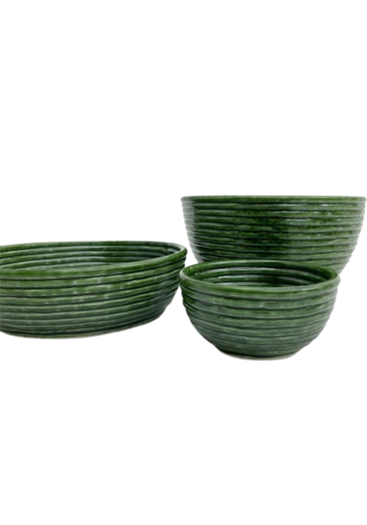 Bowl Acanalado Pequeño Verde Cerámica - Esmerald