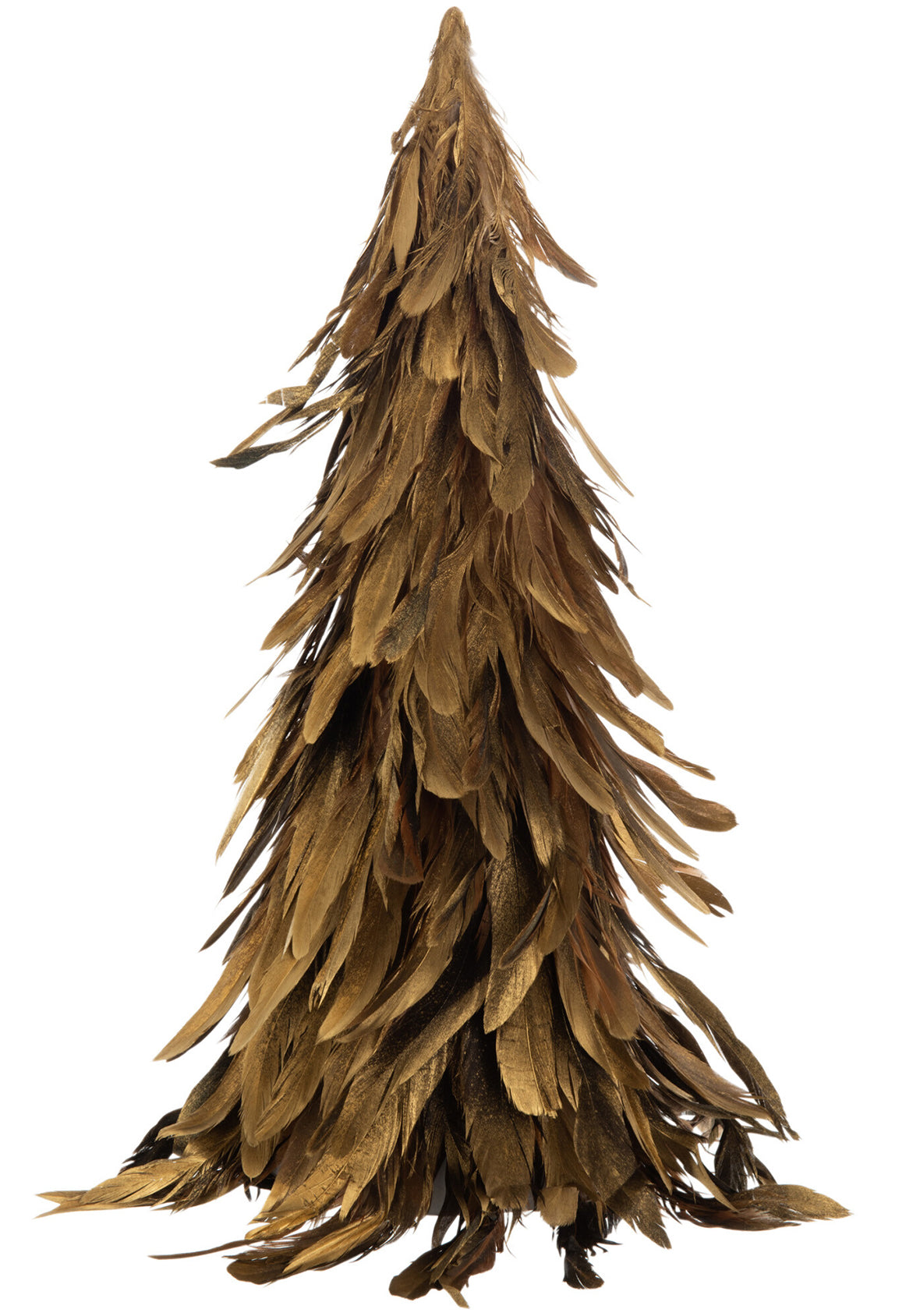 Cono Decorativo de Plumas Doradas – Elegancia Festiva