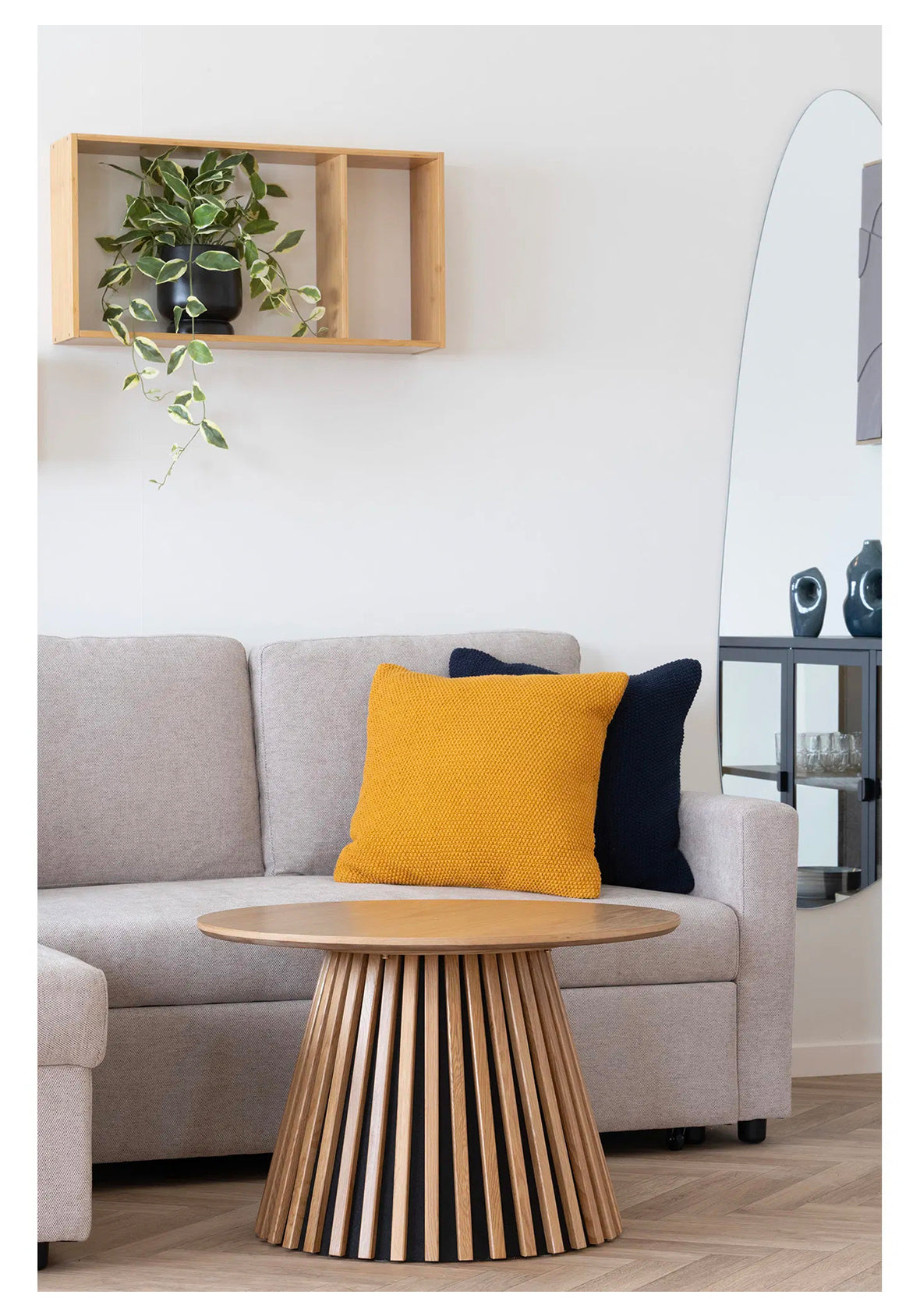 Mesa de centro Kanso en chapa de roble  70cm × 45cm