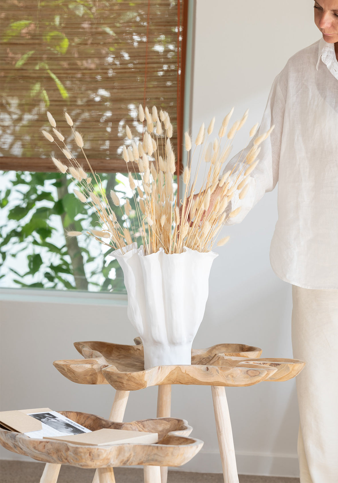 Ramo decorativo hojas secas naturales -set 2 piezas