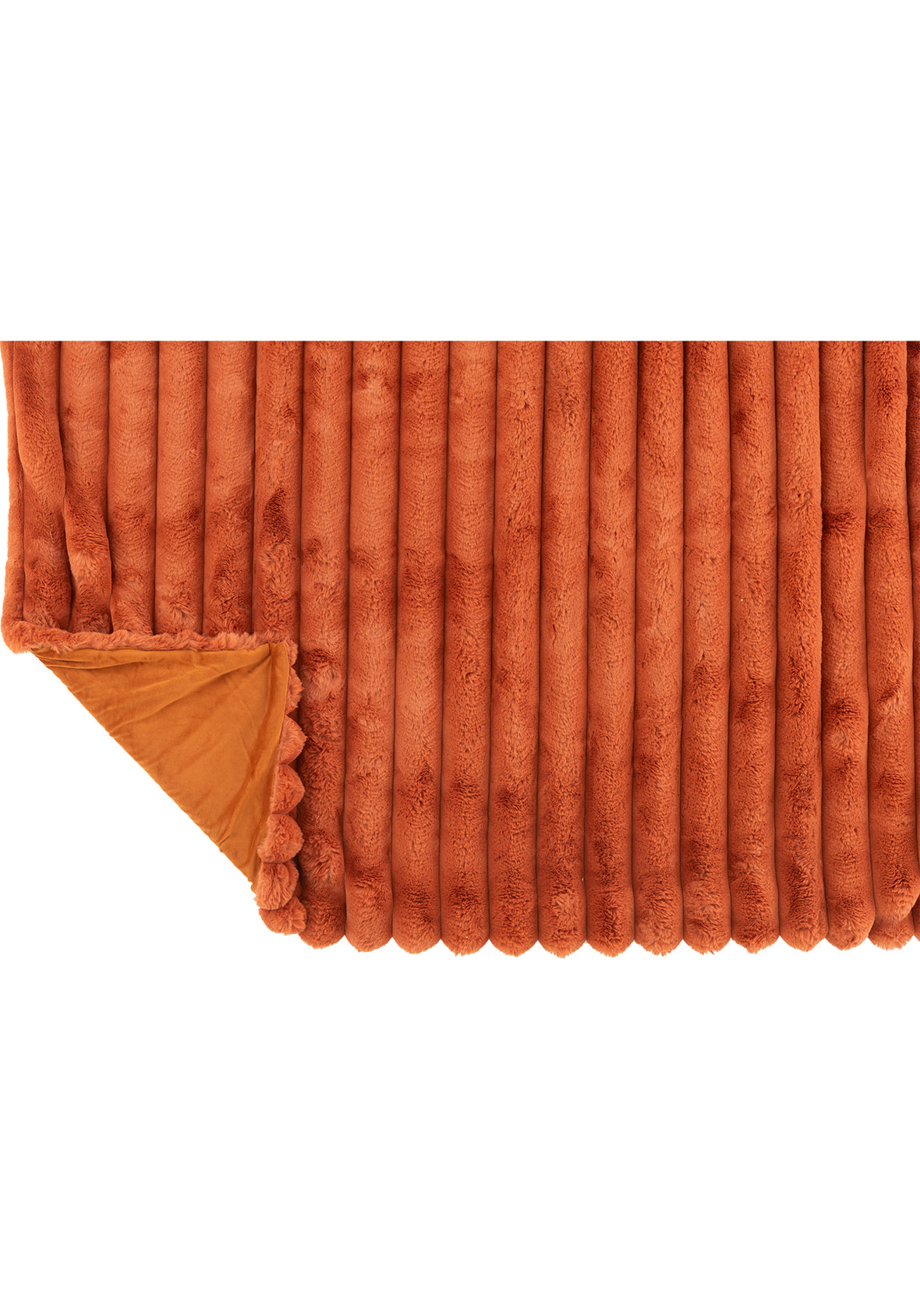 Frazada Plaid Corduroy Naranja Acanalada