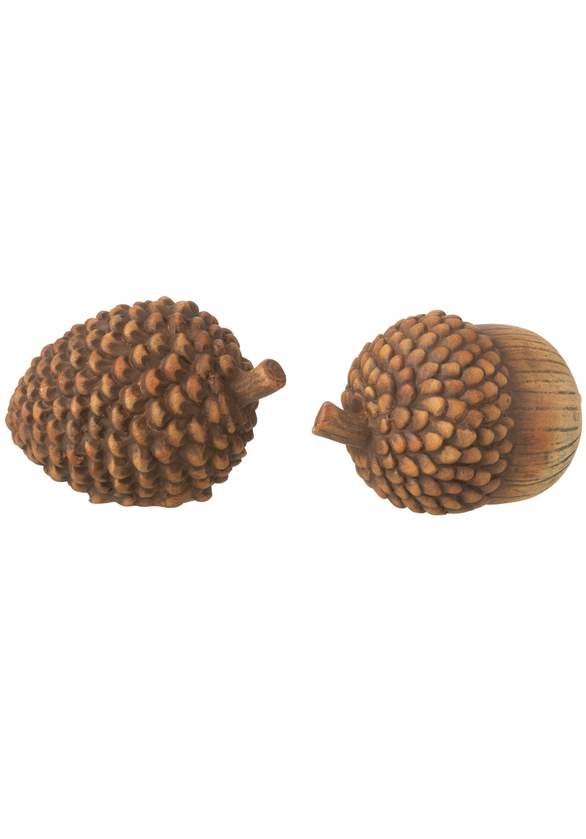Set Decorativo Bellota y Piña de Porcelana Marrón – 2 Piezas