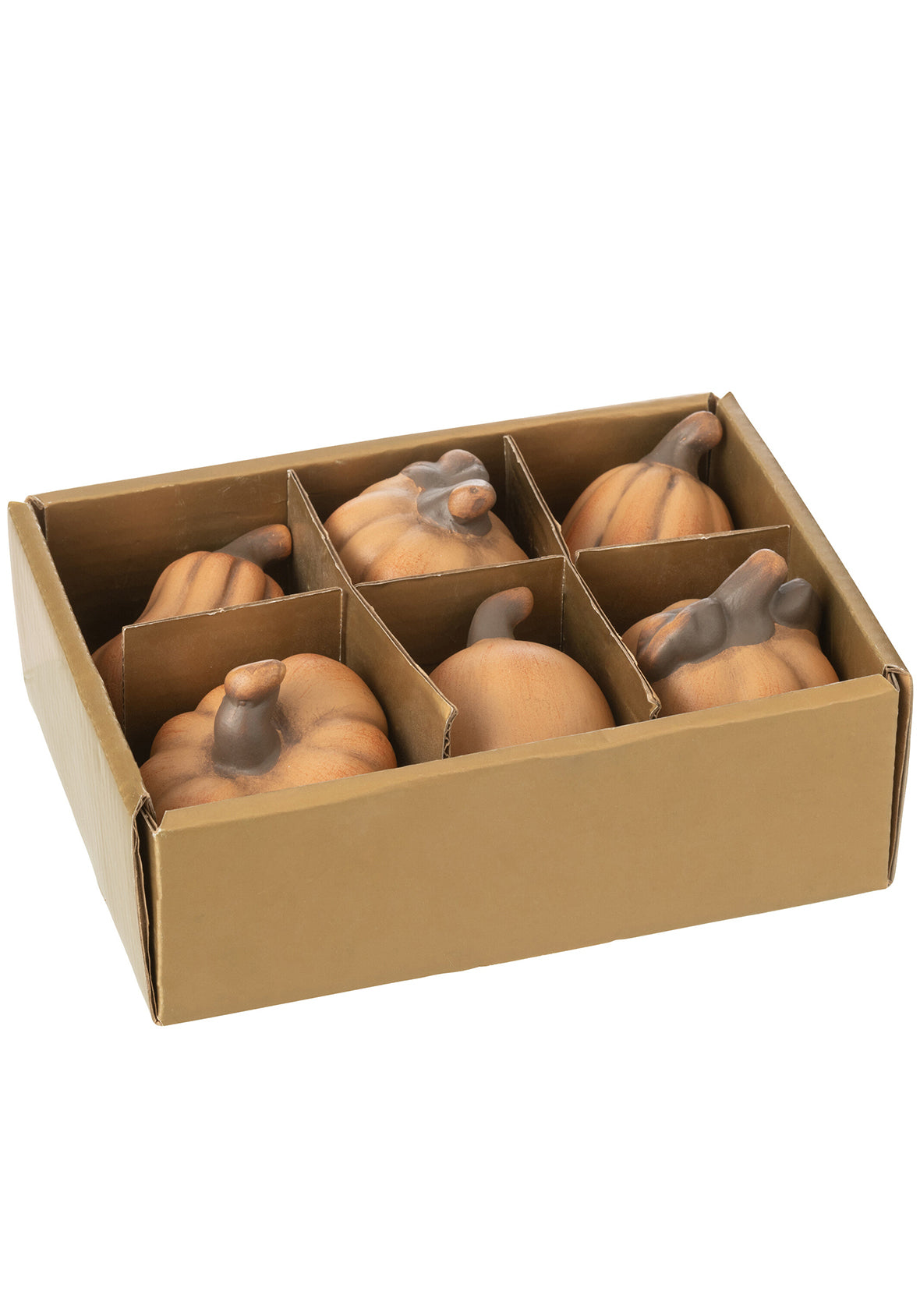 Set de 6 Calabazas de Porcelana Marrón – Decoración Otoñal