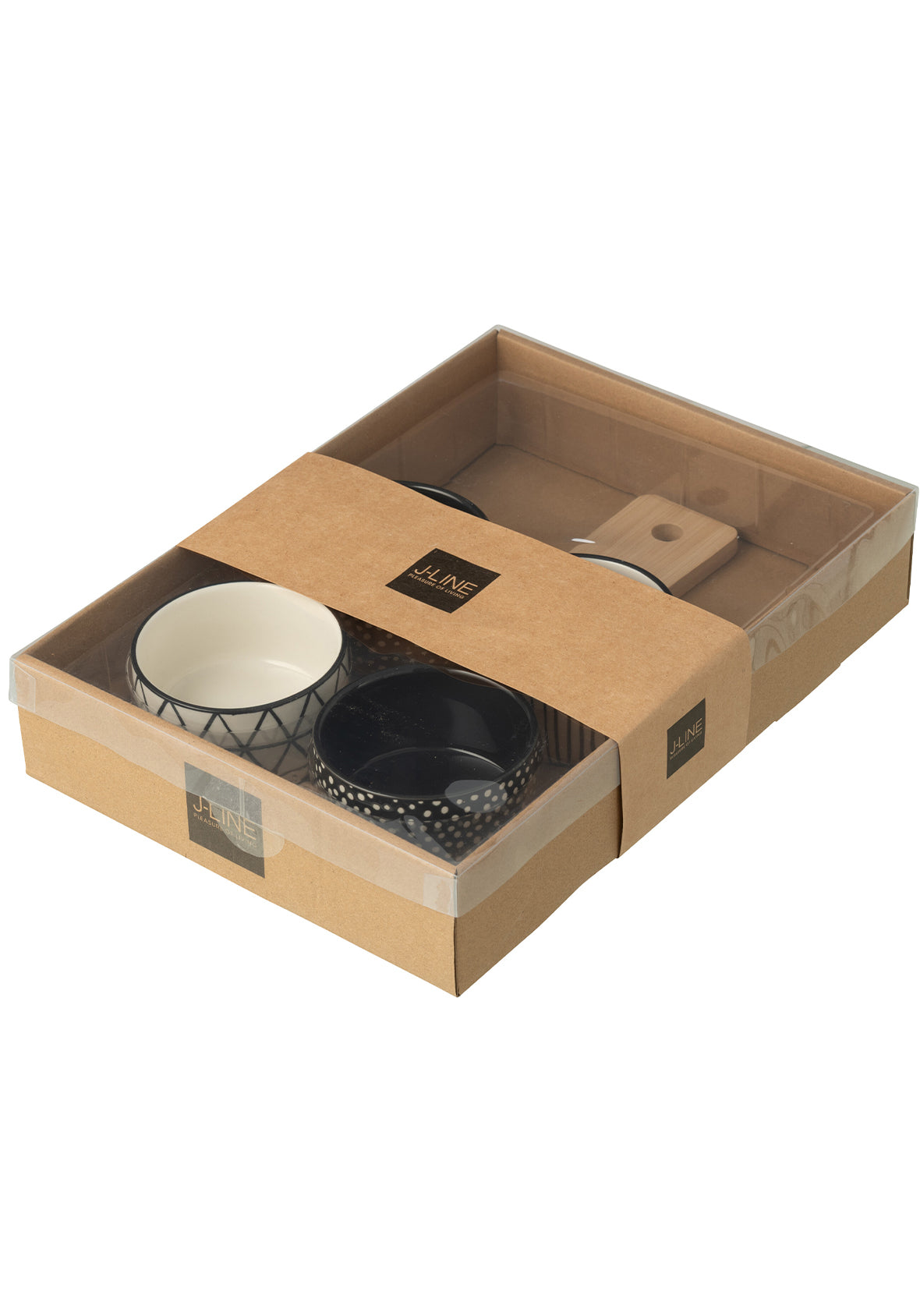 Set Botanero Oliva & Polka rectangular y cuadrado con base de madera