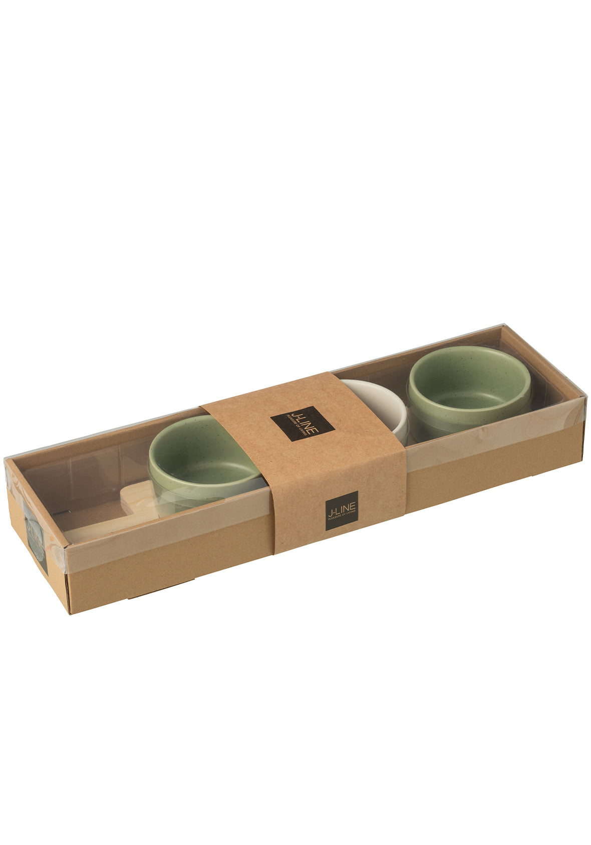 Set Botanero Oliva & Polka rectangular y cuadrado con base de madera