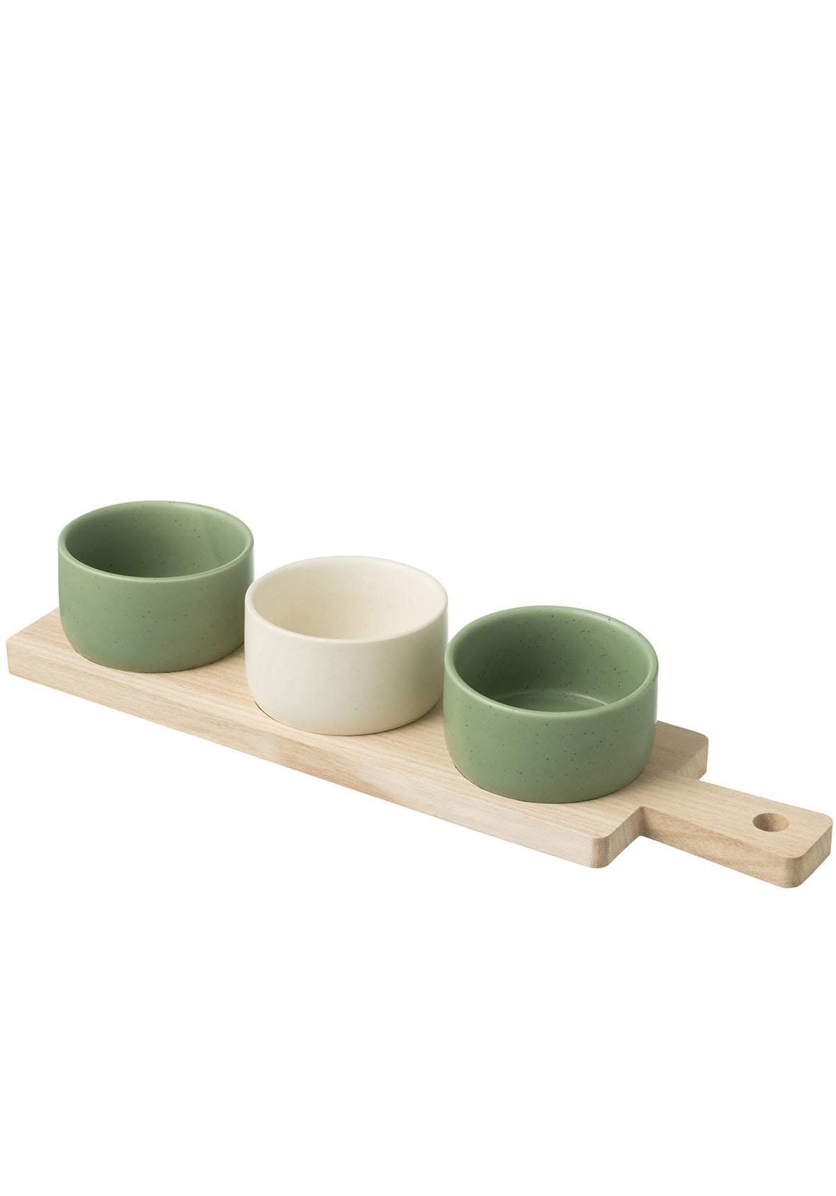 Set Botanero Oliva & Polka rectangular y cuadrado con base de madera