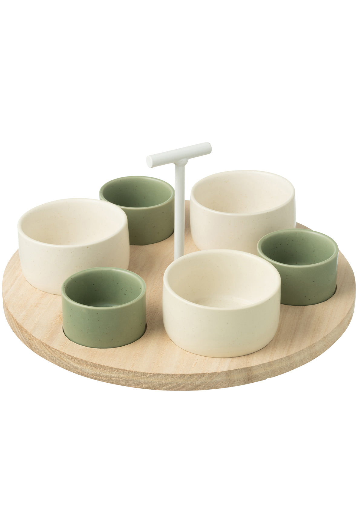 Set Botanero Circular Oliva & Polka con base de madera