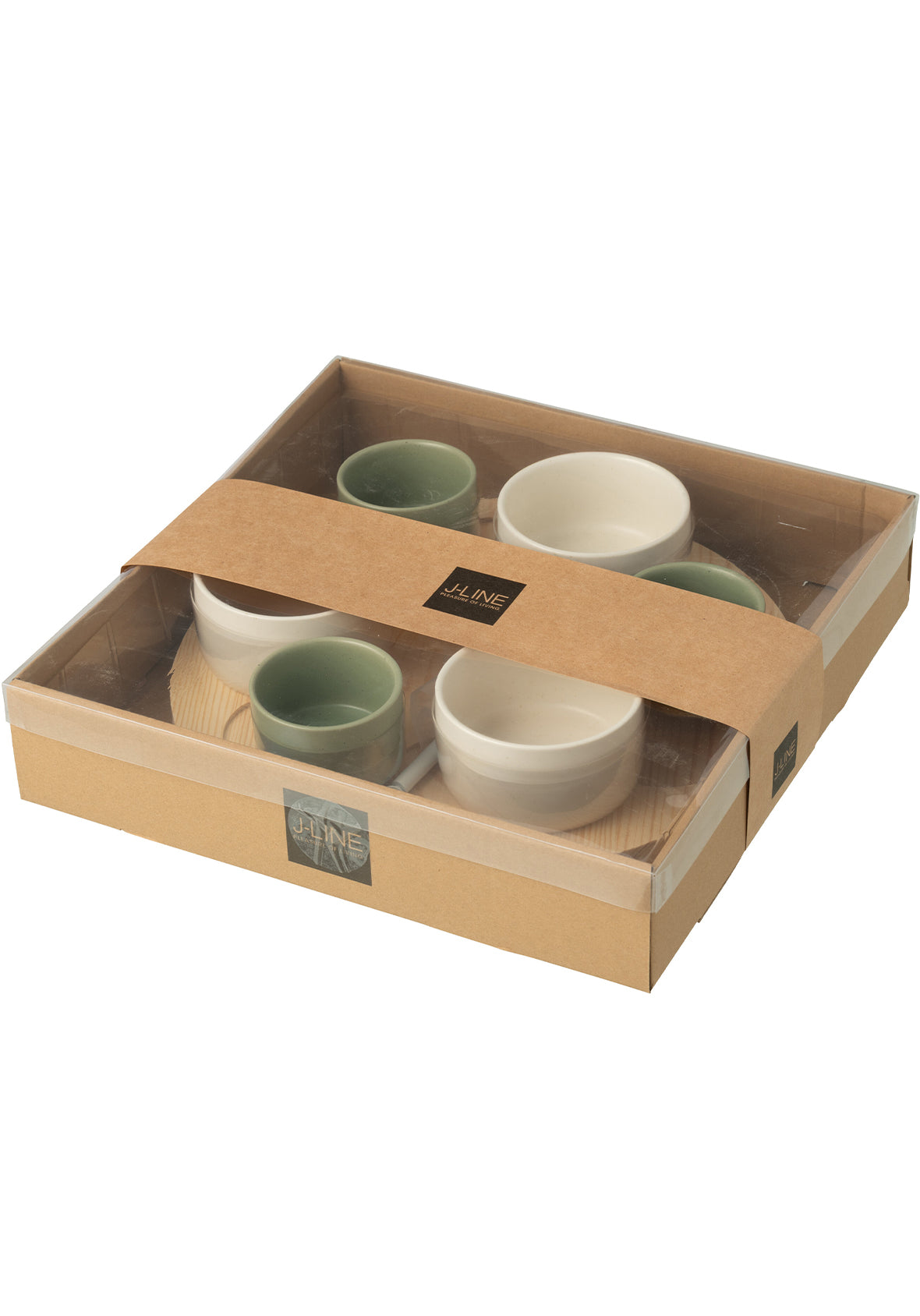 Set Botanero Circular Oliva & Polka con base de madera