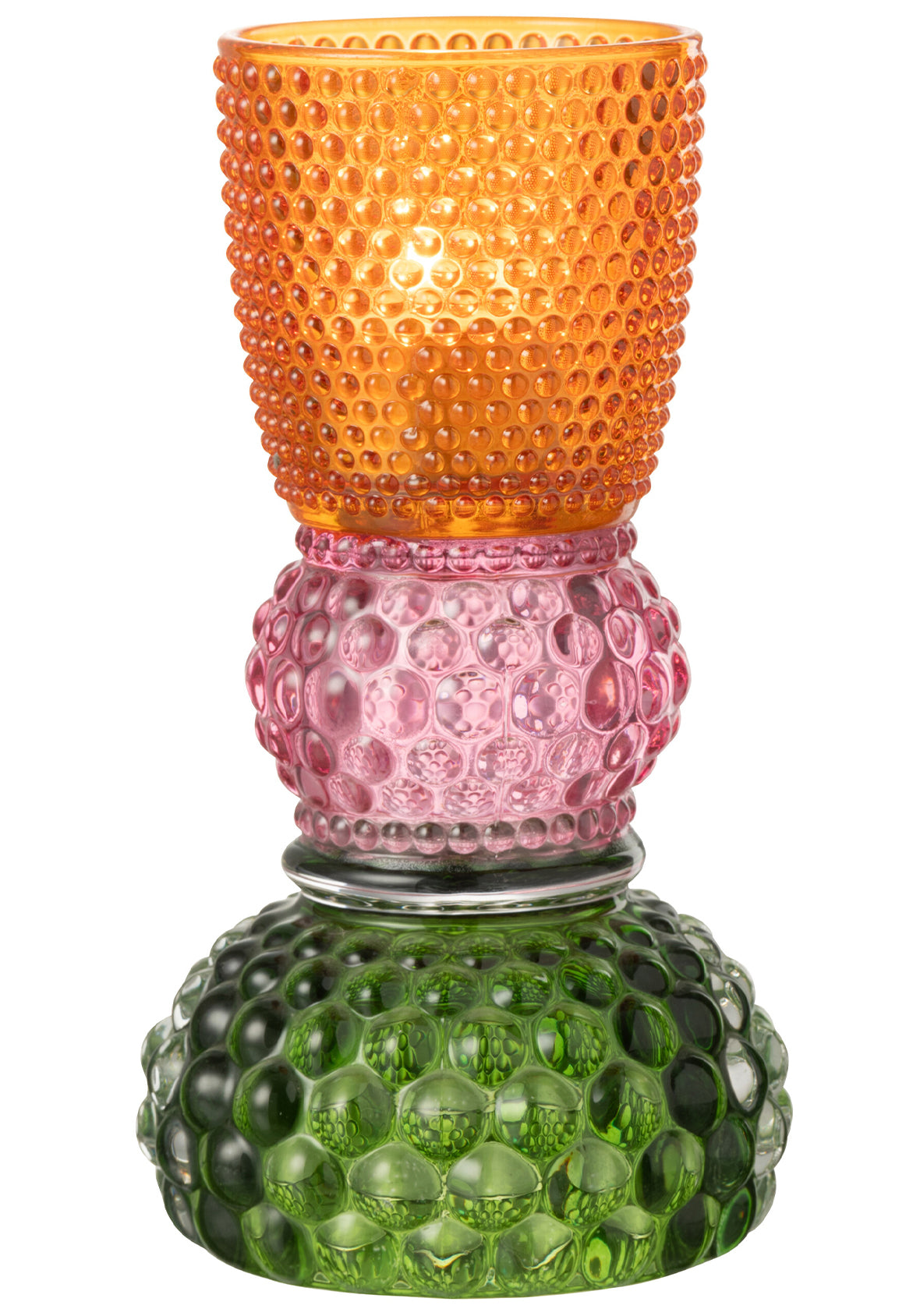 Portavelas de vidrio – Colección Jazzy – Mix de colores