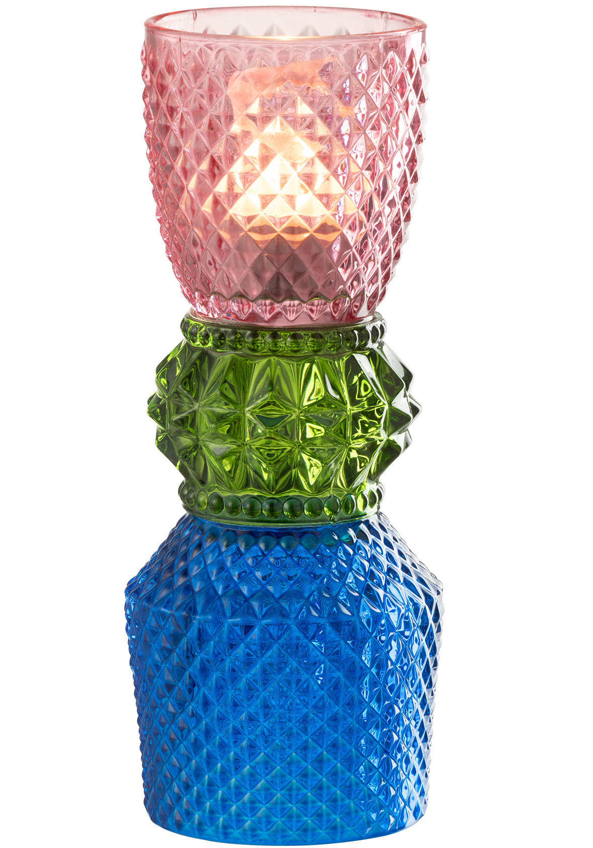 Portavelas de vidrio – Colección Jazzy – Mix de colores