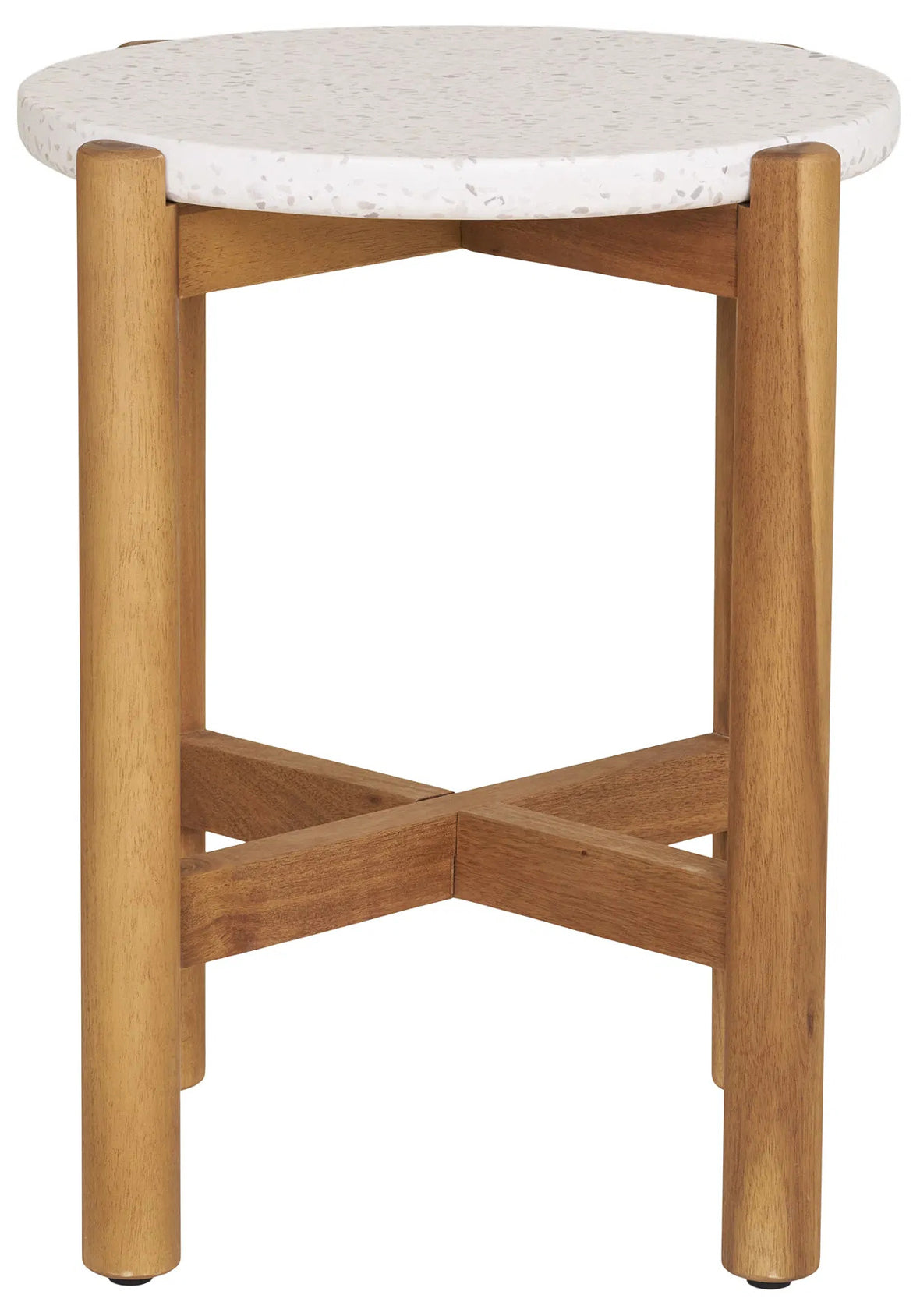 Mesa lateral Lumi de exterior en madera de Acacia y Terrazo
