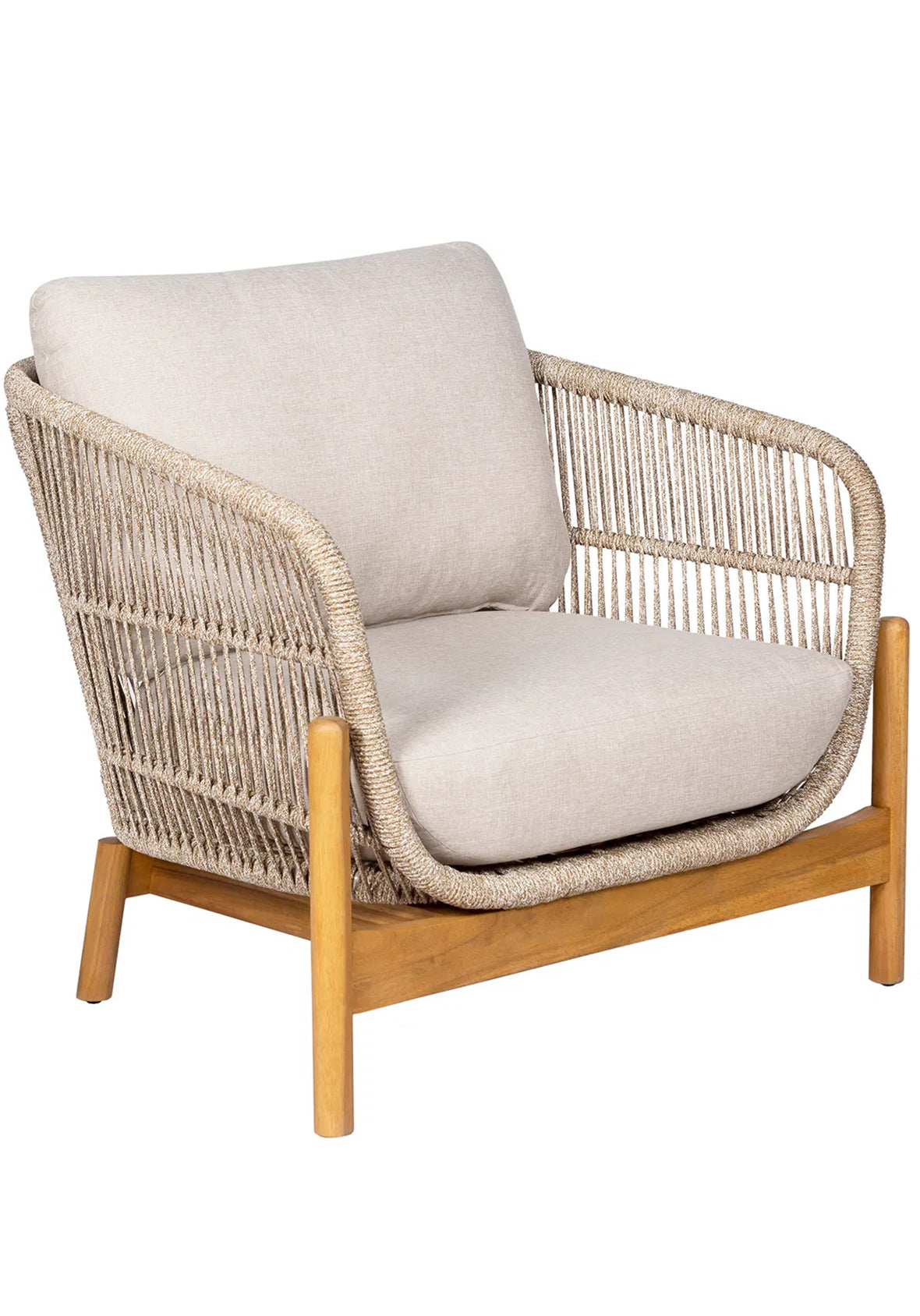 Conjunto de  Sala lounge Lumi de exterior en acacia y tela beige