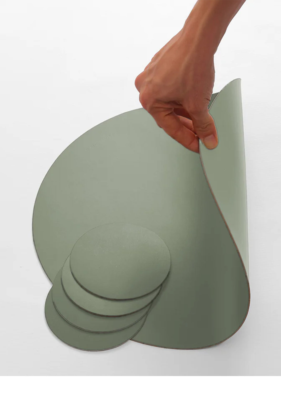 Set de 4 Manteles individuales redondos de cuero reciclado antimanchas