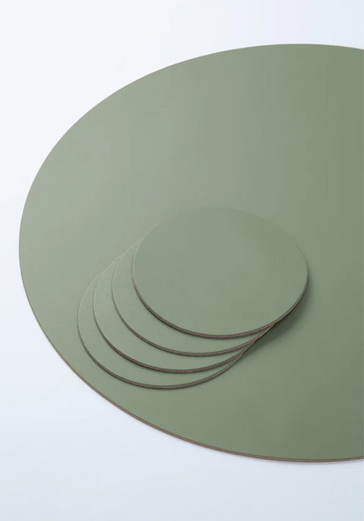 Set de 4 Manteles individuales redondos de cuero reciclado antimanchas