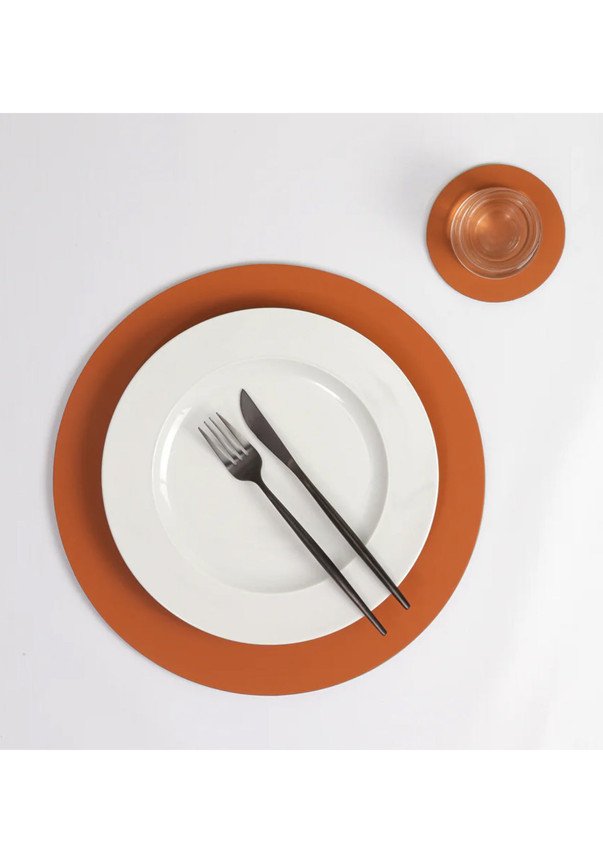 Set de 4 Manteles individuales redondos de cuero reciclado antimanchas