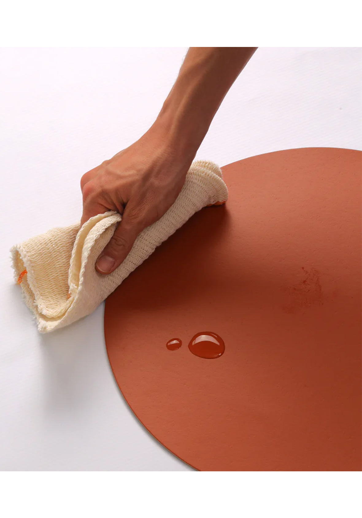 Set de 4 Manteles individuales redondos de cuero reciclado antimanchas