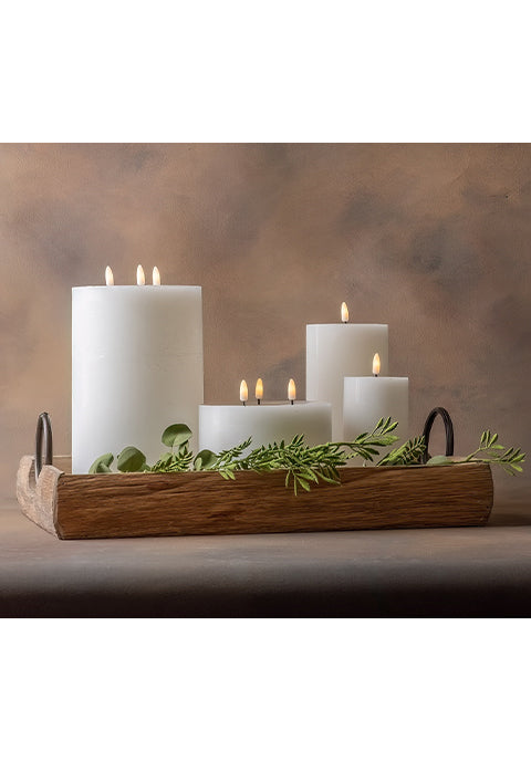 Vela Noruega grande sin flama blanca de 3 mechas