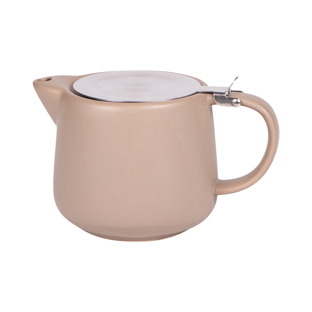 Tetera Uno con Filtro Beige Mate de Cerámica y Acero Inoxidable