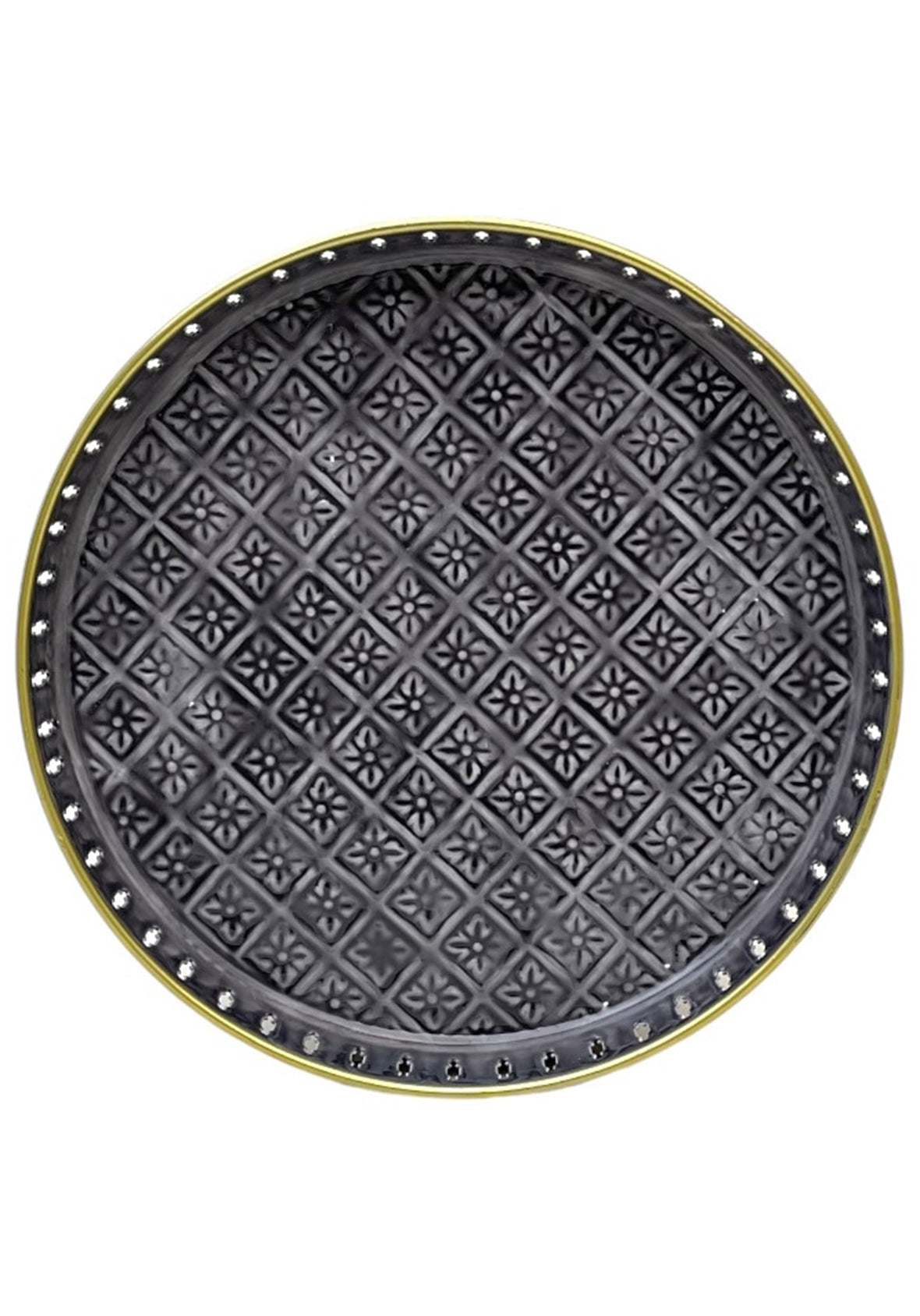 Mesa lateral con cubierta intercambiable base de metal dorada – Colección Marrakesh
