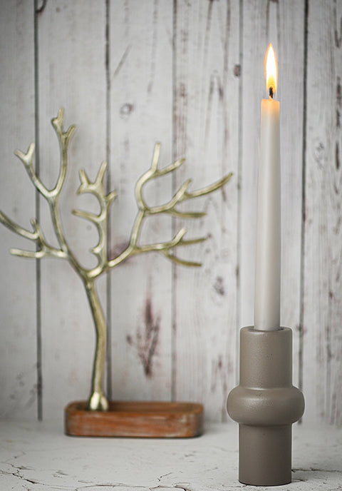 Portavelas de hierro Amelia- gris oscuro