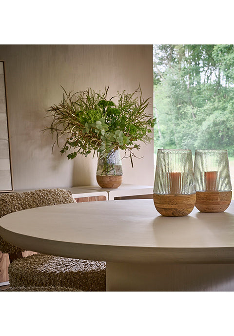 Jarrón Hurricane-  de madera de mango · Natural