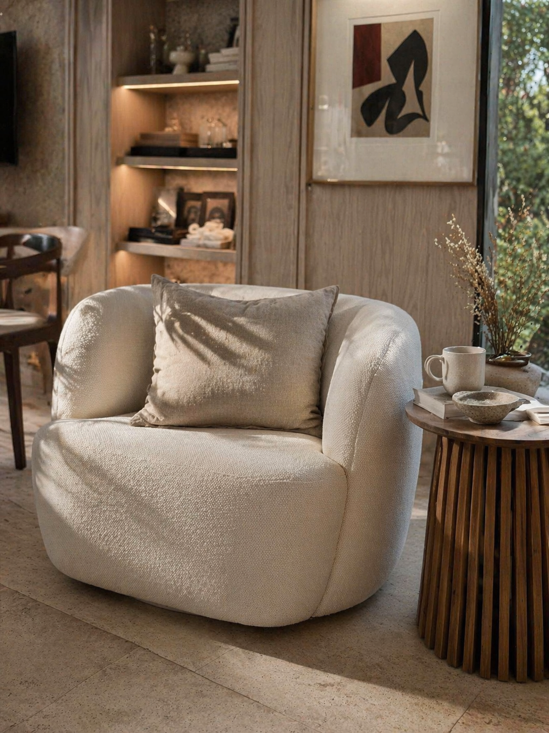 Sillón Individual Lund Tapizado en Bouclé