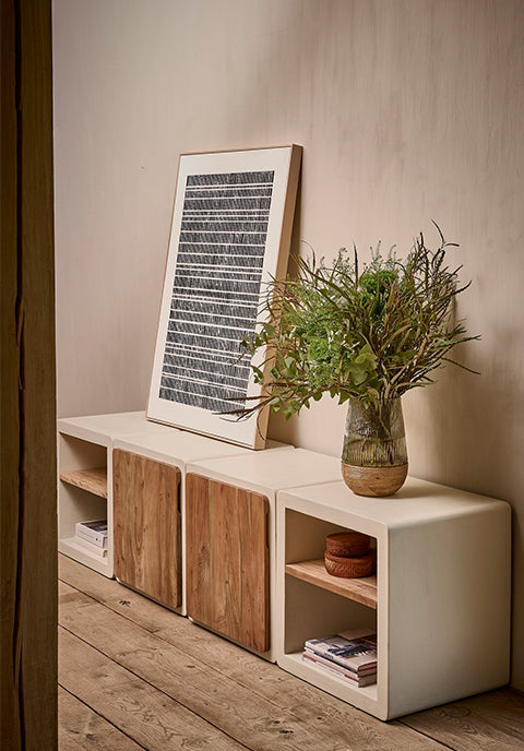 Jarrón Hurricane-  de madera de mango · Natural