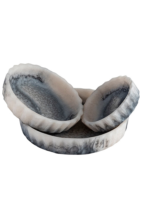 Set de 3 bowls  Aria- de resina gris con borde curvo