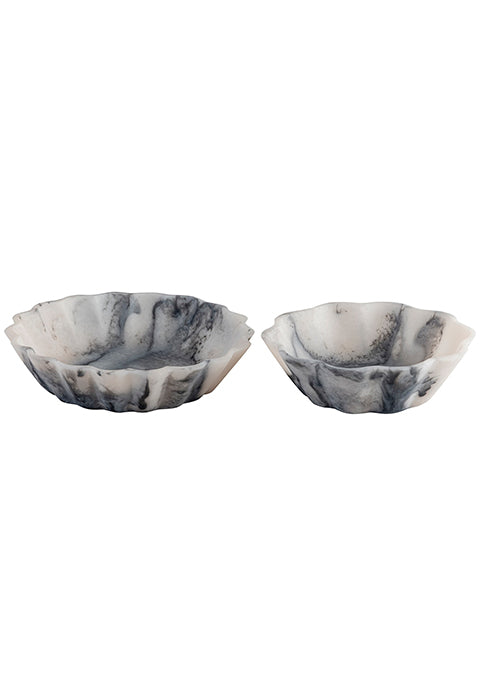 Set de 2 bowls florales Liam- de resina gris