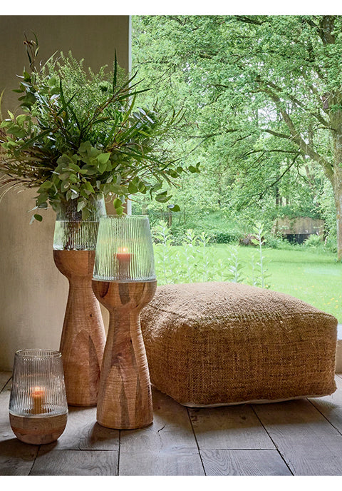 Jarrón Hurricane-  de madera de mango · Natural