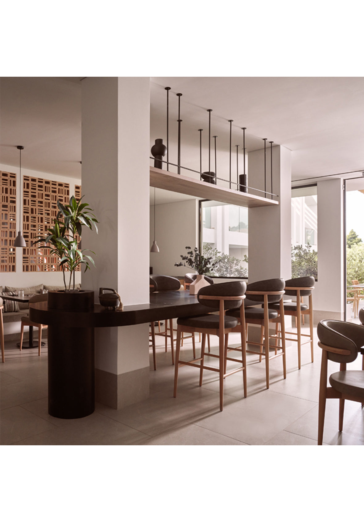 Banco Soren Madera Grafito Tapizado Gris