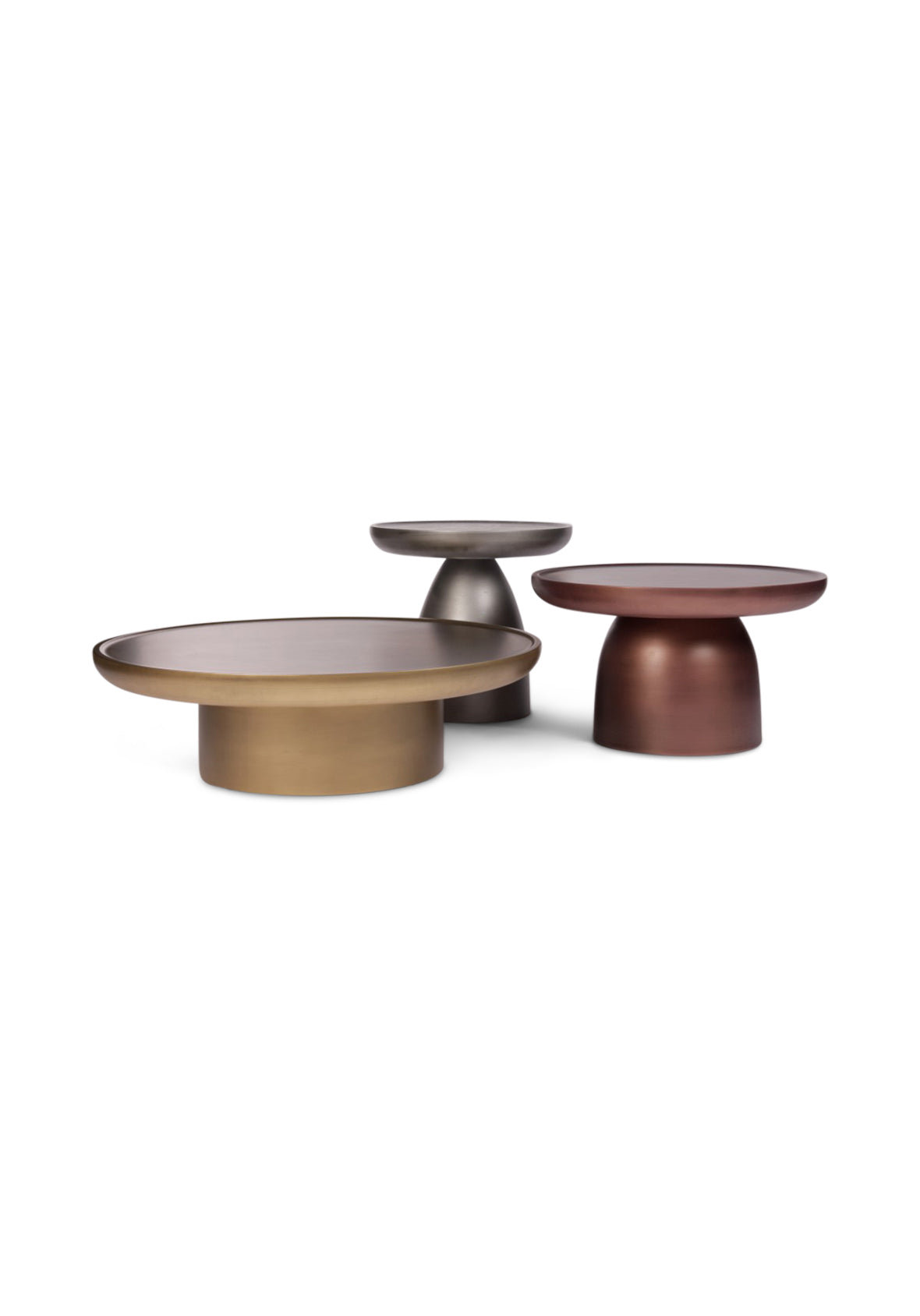 Set mesas de Centro Aero Metal Esculpido Bronce Cobre Grafito